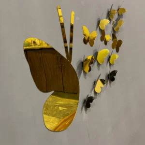 3D Golden Mini Mirror Butterfly Set