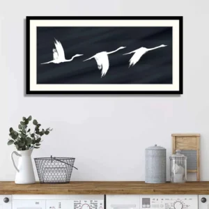 Nature wall art panel of birds flying