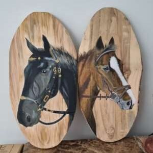 A Pair of Horses – Wood Painting