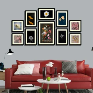 Set of 10 Floral Framed Art