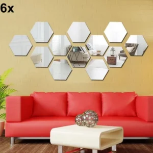 6x Acrylic Hexagon Mirror