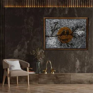 Autumn Sparrows Stoned Wall Mosaics