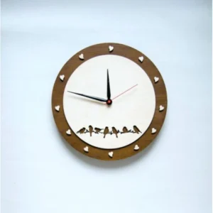 Birds & Hearts Wooden Clock