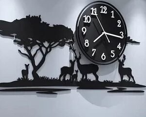 Wooden Deers wall clock