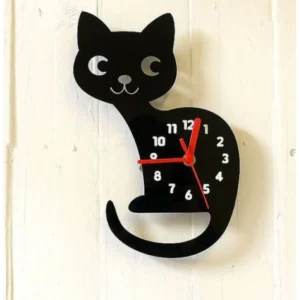 Cute Black Cat Clock